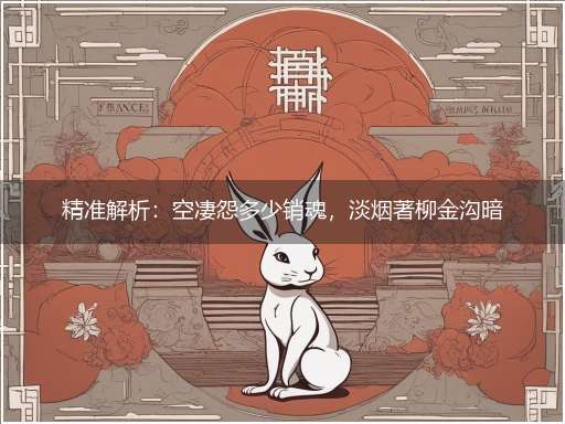 精准解析：空凄怨多少销魂，淡烟著柳金沟暗指一最佳生肖,释义成语精选解释!