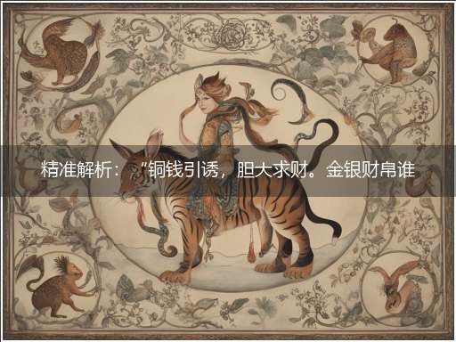 精准解析:“铜钱引诱,胆大求财。金银财帛谁不爱?一朝发达,开心满载,名成利就指日待”隐喻一最佳生肖,独家释义词语解释!