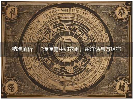 精准解析:“漠漠雾中如衣絅,留连话与方经宿”隐喻一最佳生肖,独家释义词语解释!